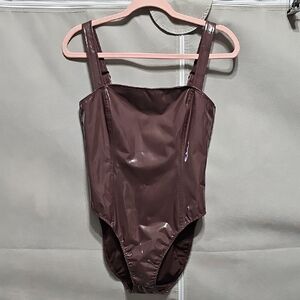 Good American Shiny Brown Bodysuit
